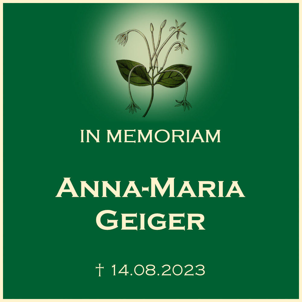 Anna Maria Geiger Katholische Trauerfeier auf dem Ortsfriedhof 71720 Oberstenfeld Forststrasse